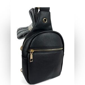 Telena Small Crossbody Sling Bag – Black‎ with Gold Hardware
